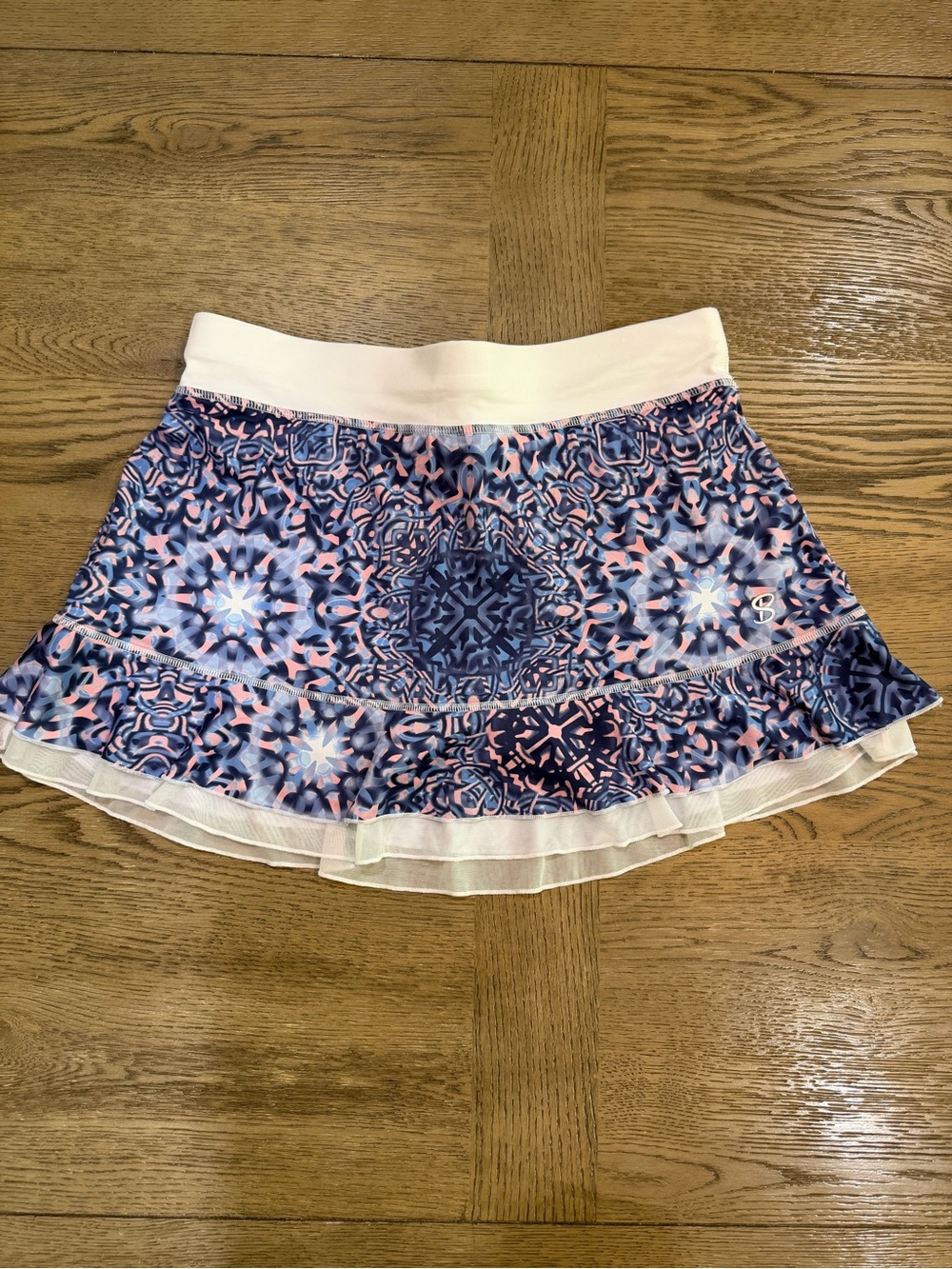B. Sofibella Athletic Mini Tennis Skirt Blue, Pink, & White ,Sheer Trim & Shorts